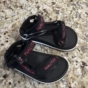 $3 💕5/$15 Nautica Kids Black Sandals with Red Logo Accents, unisex NEW